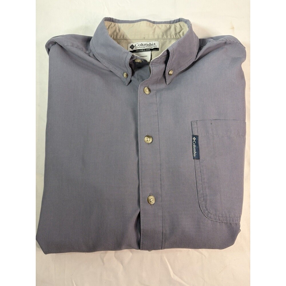 Columbia Men's XL Light Gray Long Sleeve Woven Button-Down Pocket Button Up Nice